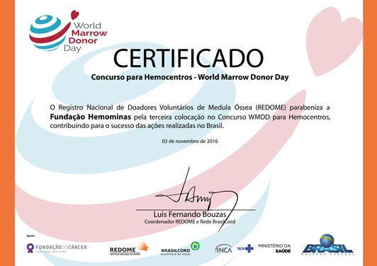 Concurso para Hemocentros World Marrow Donor Day (WMDD)